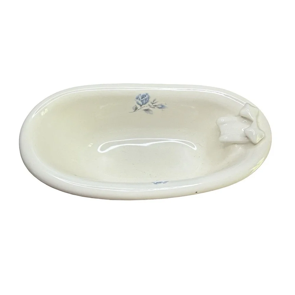 VB Athena Soap Dish, Clawfoot Bathtub, Ceramic, Floral Design, Vintage